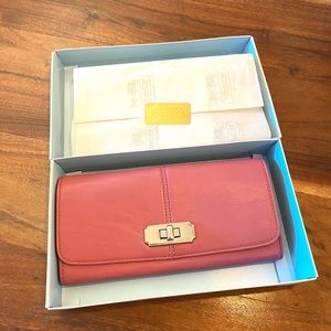 Coach Long Wallet in Pink Leather